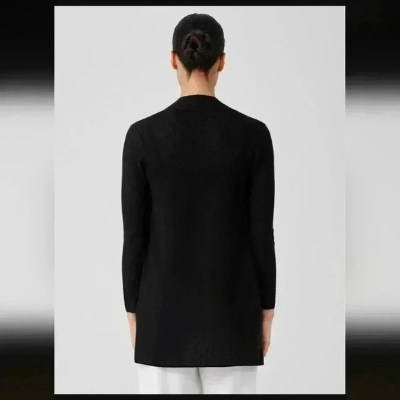 Eileen Fisher Organic Linen Cotton Airy Tuck Long Cardigan Easy Fit, Thigh Leng - Picture 3 of 6